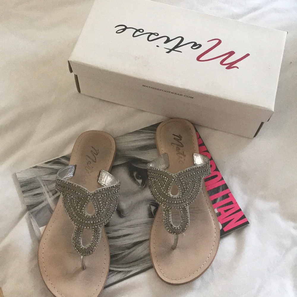 MATISSE Silver chain & crystal embellished sandals